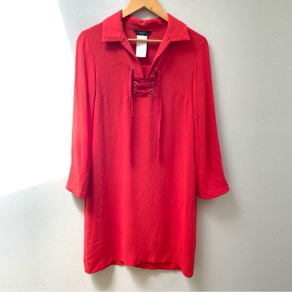 Weekend Max Mara Lace Up Front Long Sleeve Mini Dress in Orange, Women's 4, $350 - Picture 5 of 9